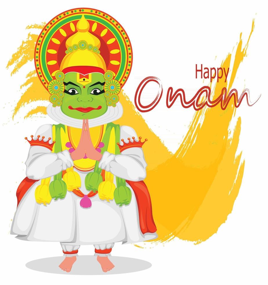 Kathakali dancer. Happy Onam festival vector