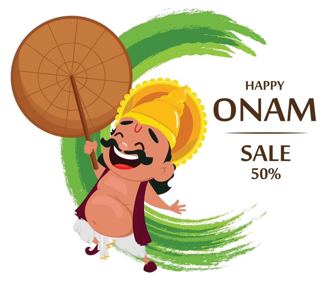 Onam celebration. King Mahabali vector