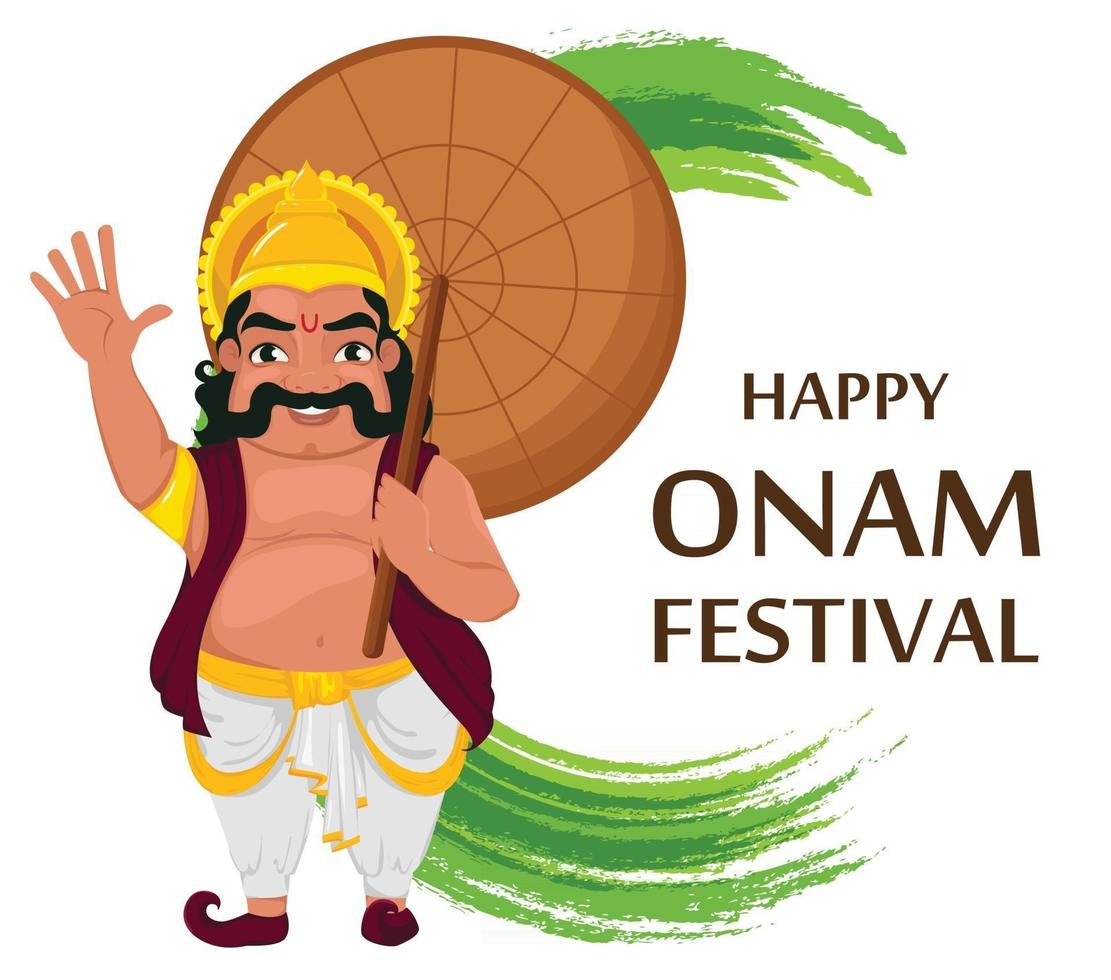 rey mahabali. feliz festival onam en kerala. vector