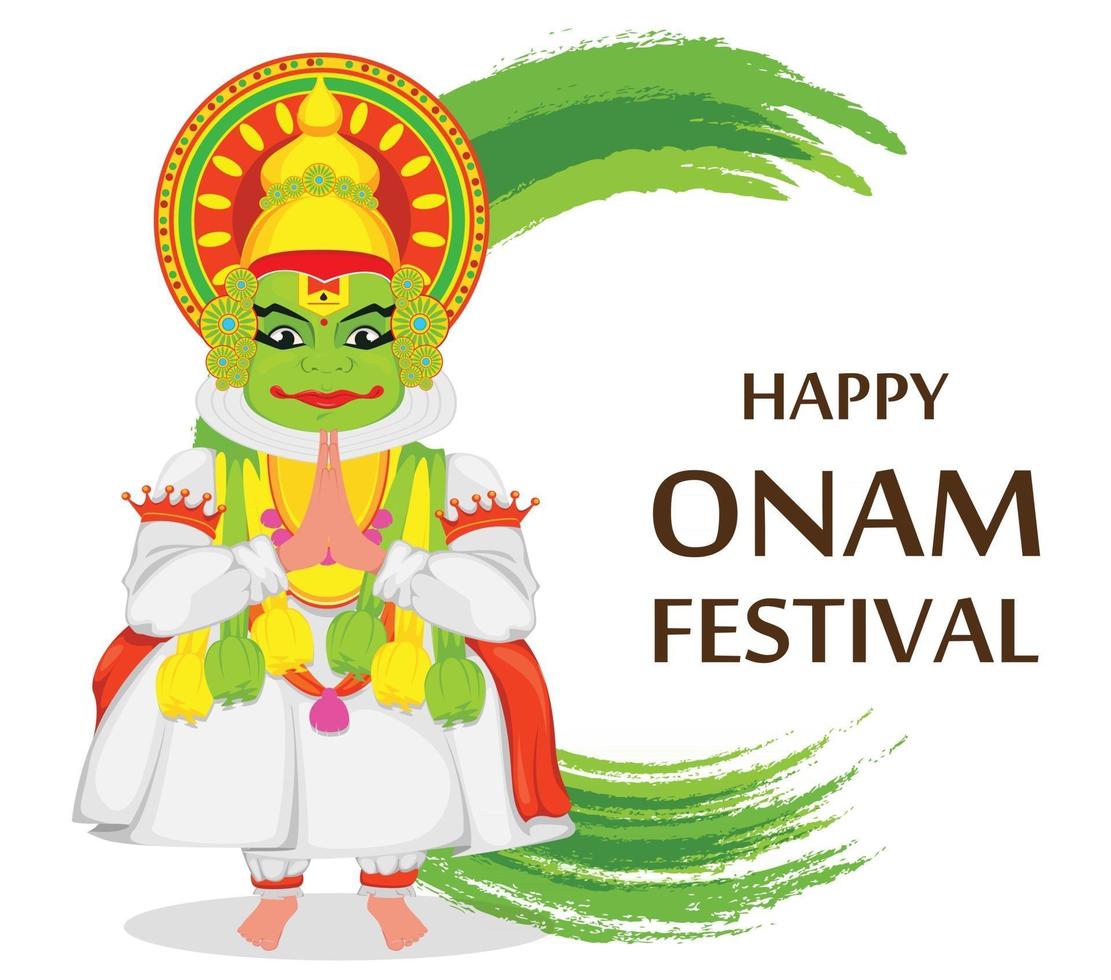 bailarina de Kathakali. feliz festival onam vector