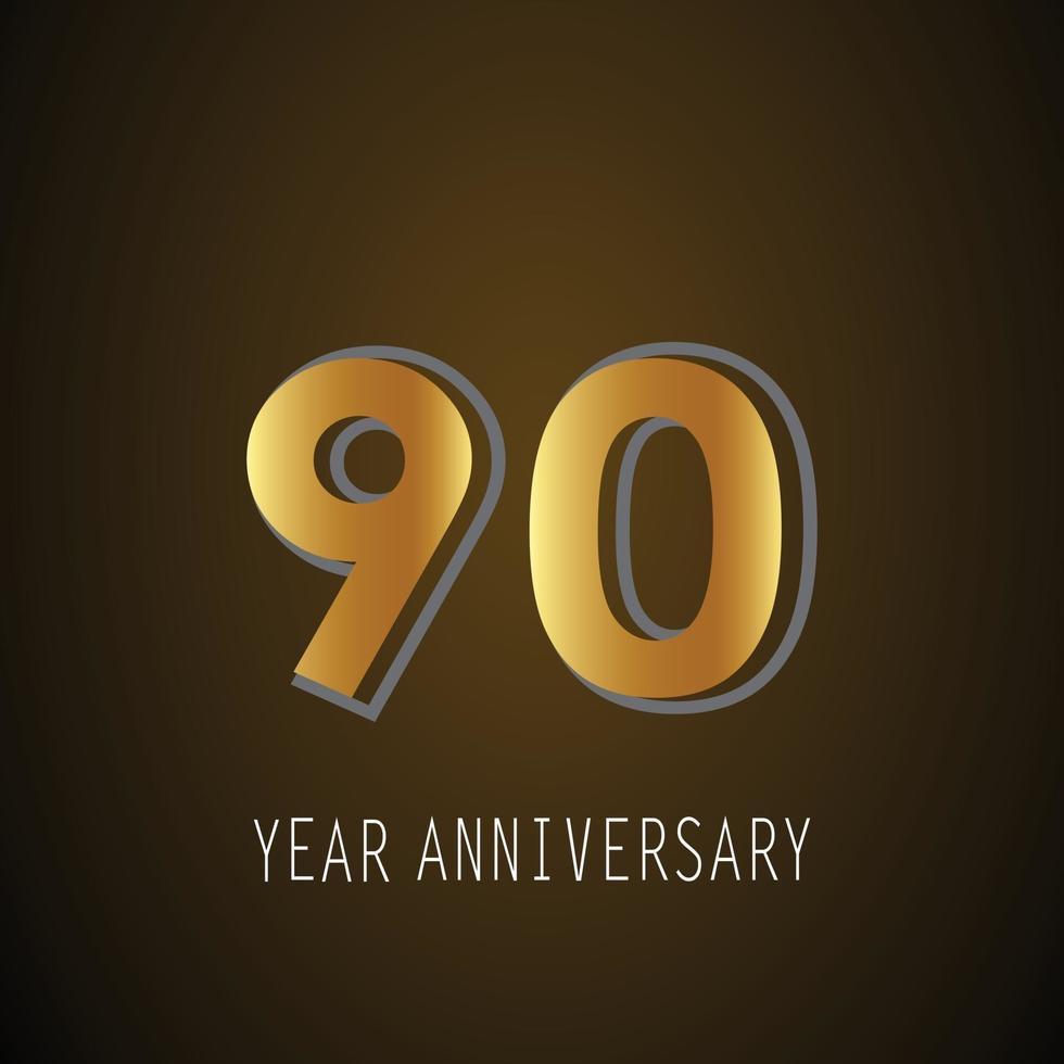 Color de ilustración de diseño de plantilla de vector de logotipo de aniversario de 90 años