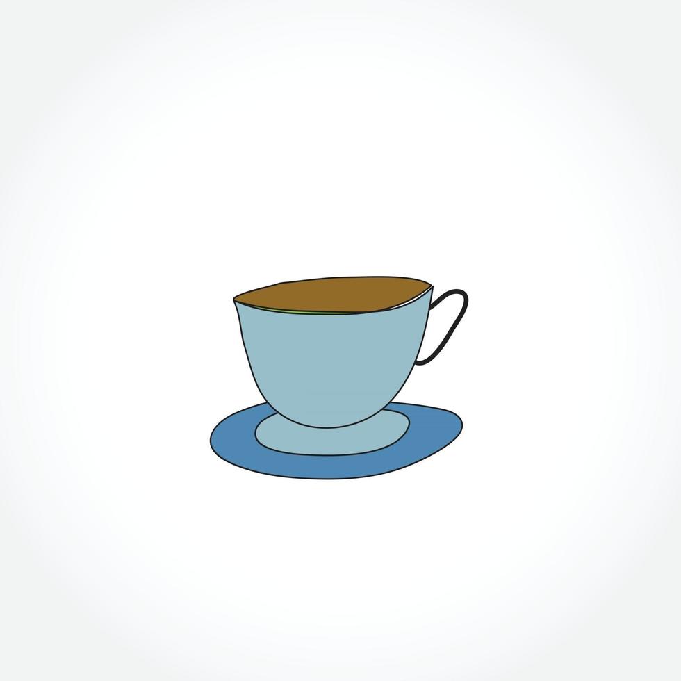 Coffee in Cup. Vector Illustration. Flat Style. Decorative Design