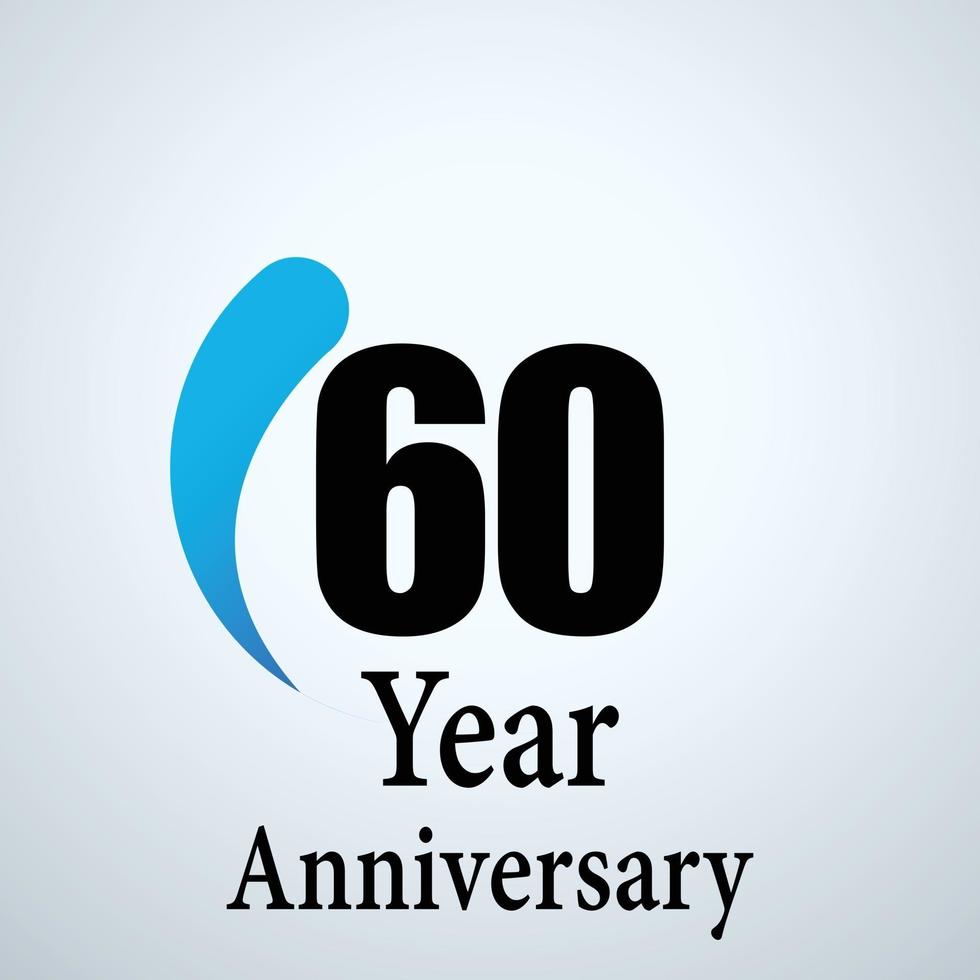 60 Year Anniversary Logo Vector Illustration White Color