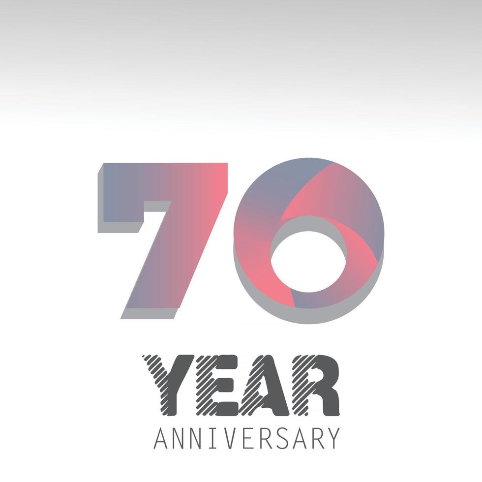 70 Year Anniversary Logo Vector Illustration White Color