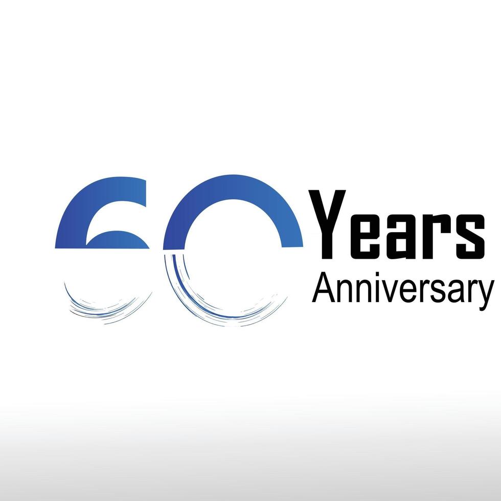 60 Year Anniversary Logo Vector Illustration White Color