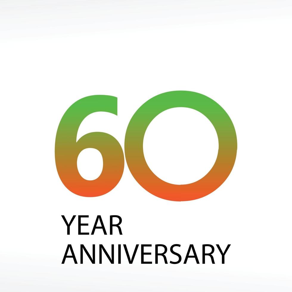 60 Year Anniversary Logo Vector Illustration White Color
