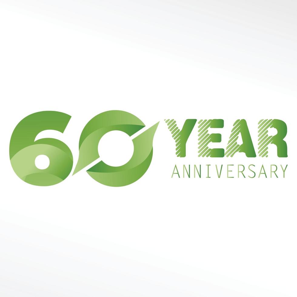 60 Year Anniversary Logo Vector Illustration White Color