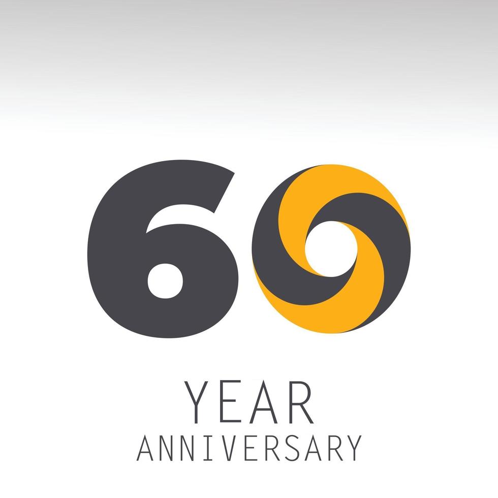 60 Year Anniversary Logo Vector  Illustration White Color