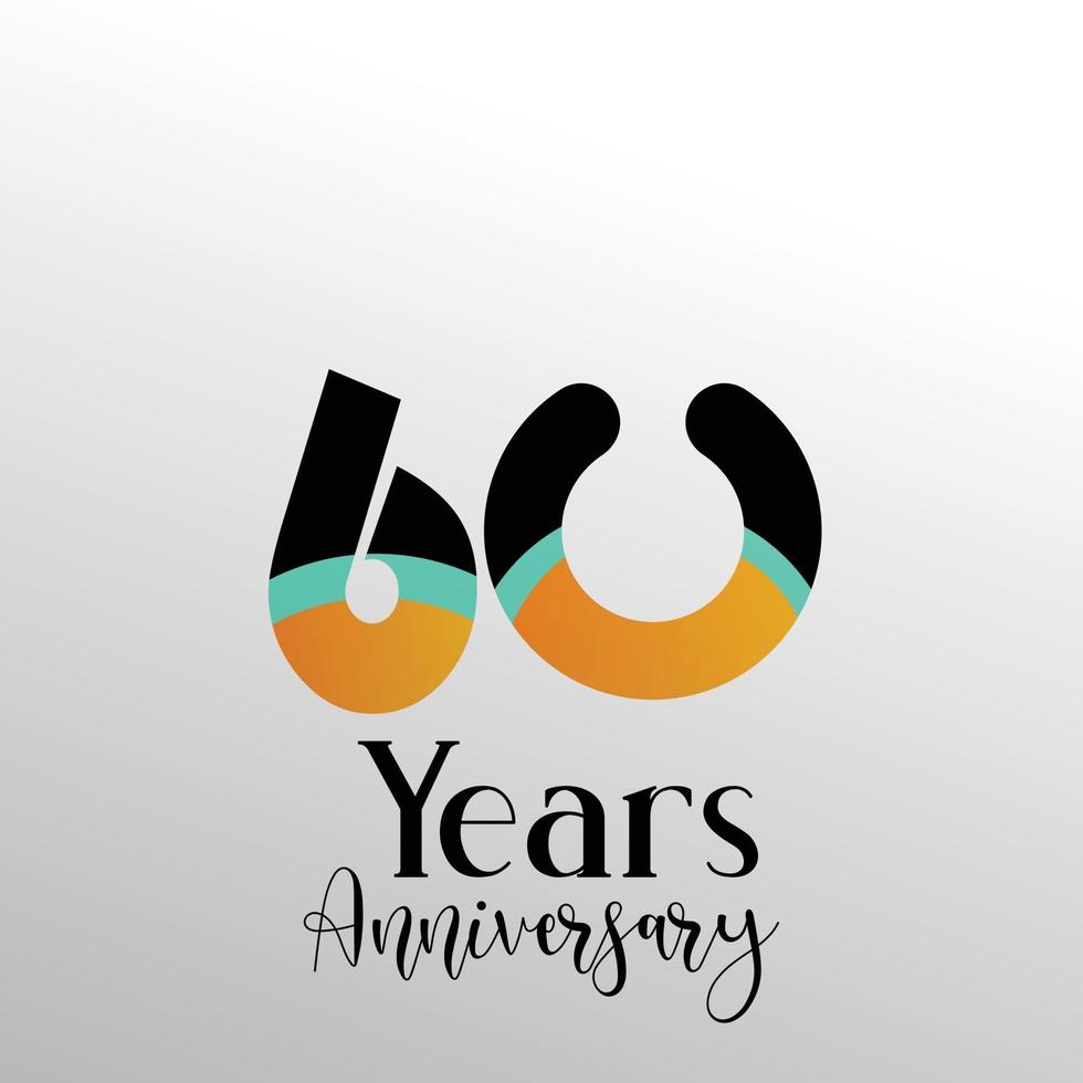 60 años aniversario logo vector ilustración color blanco