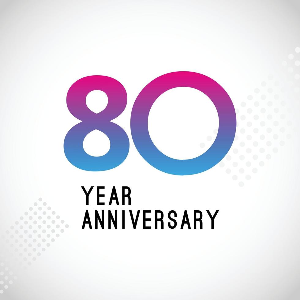 80 años aniversario logo vector diseño ilustración color blanco