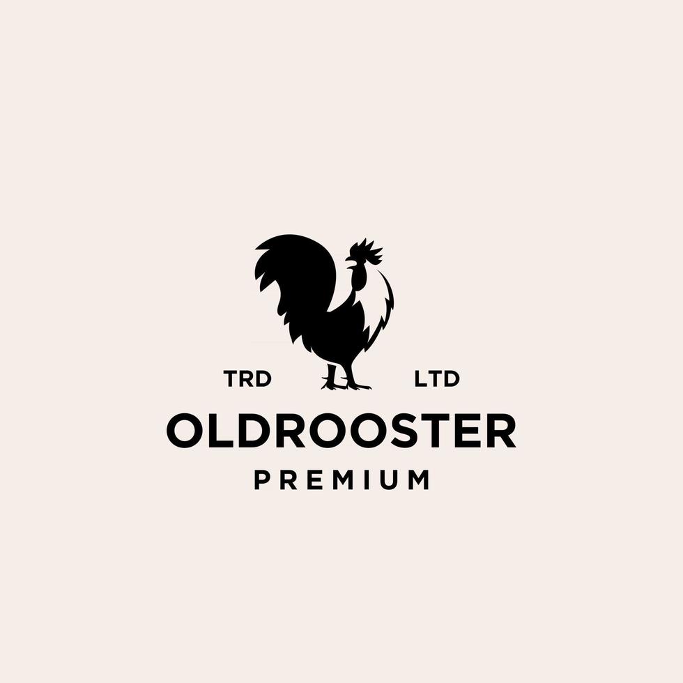 premium old black rooster vector logo design