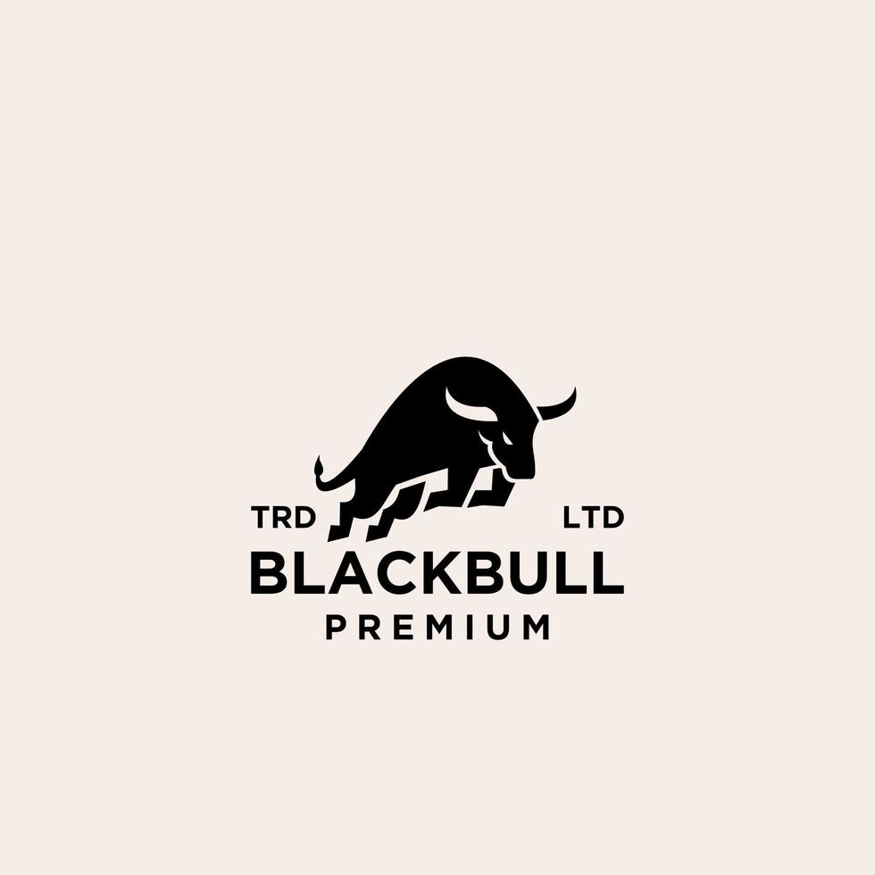 premium black bull vector logo design