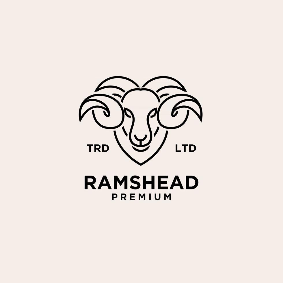 premium rams head vector line logo design