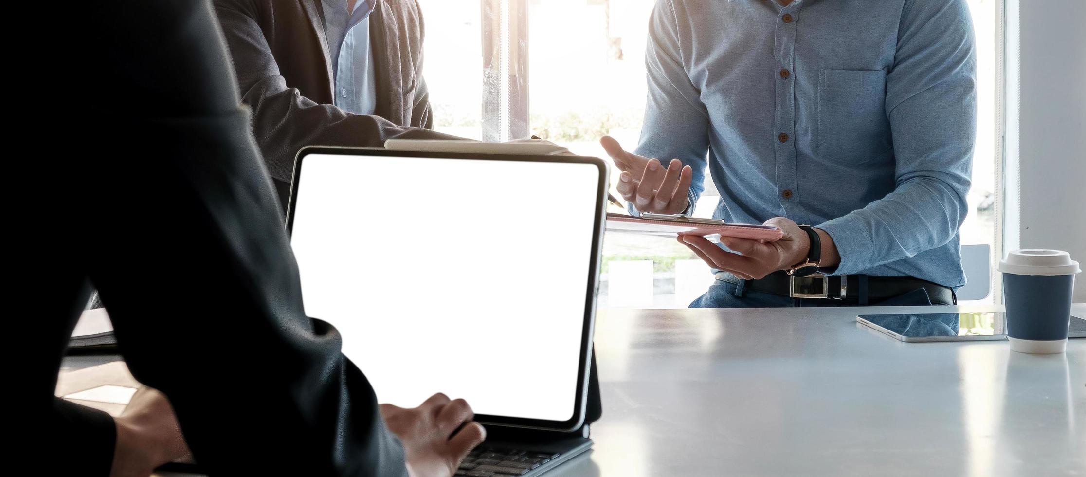 People working in the office, close-up photo