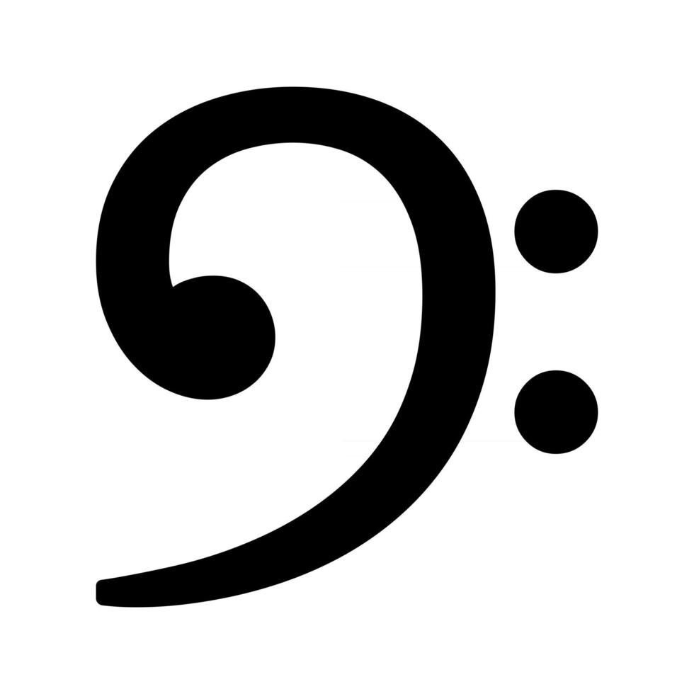 Vector black bass clef musical notation symbol