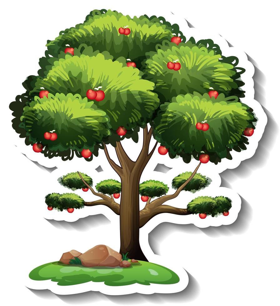 Apple tree sticker on white background vector