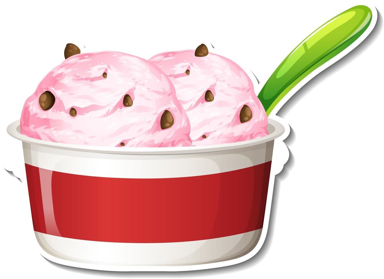 helado de fresa en el tazón pegatina vector