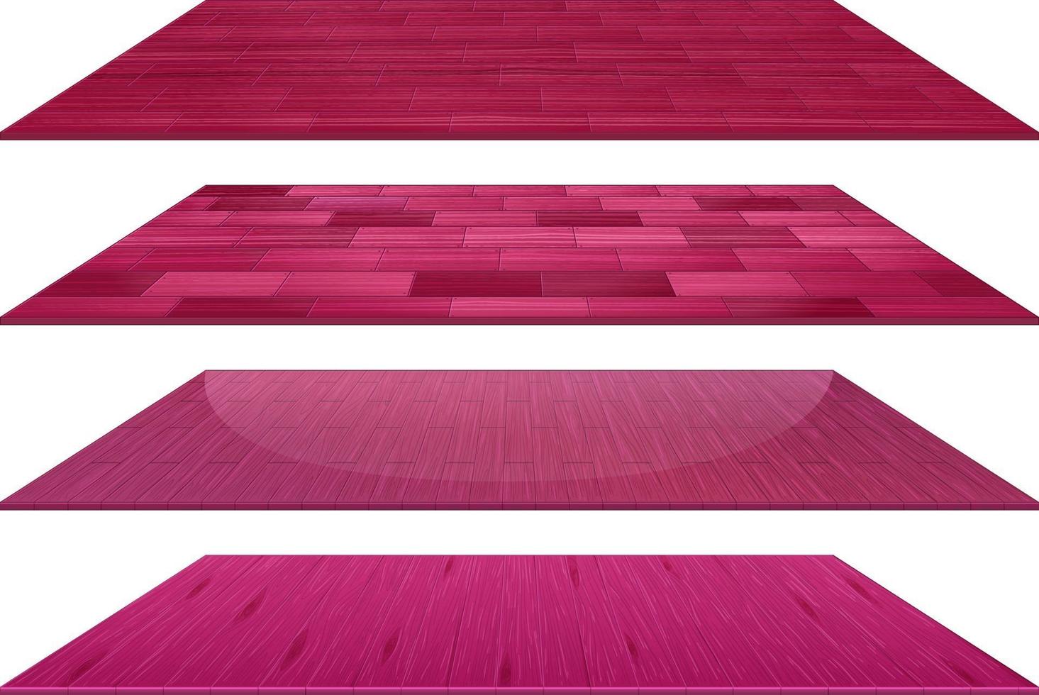 Set of different pink wooden floor tiles isolated on white background vector