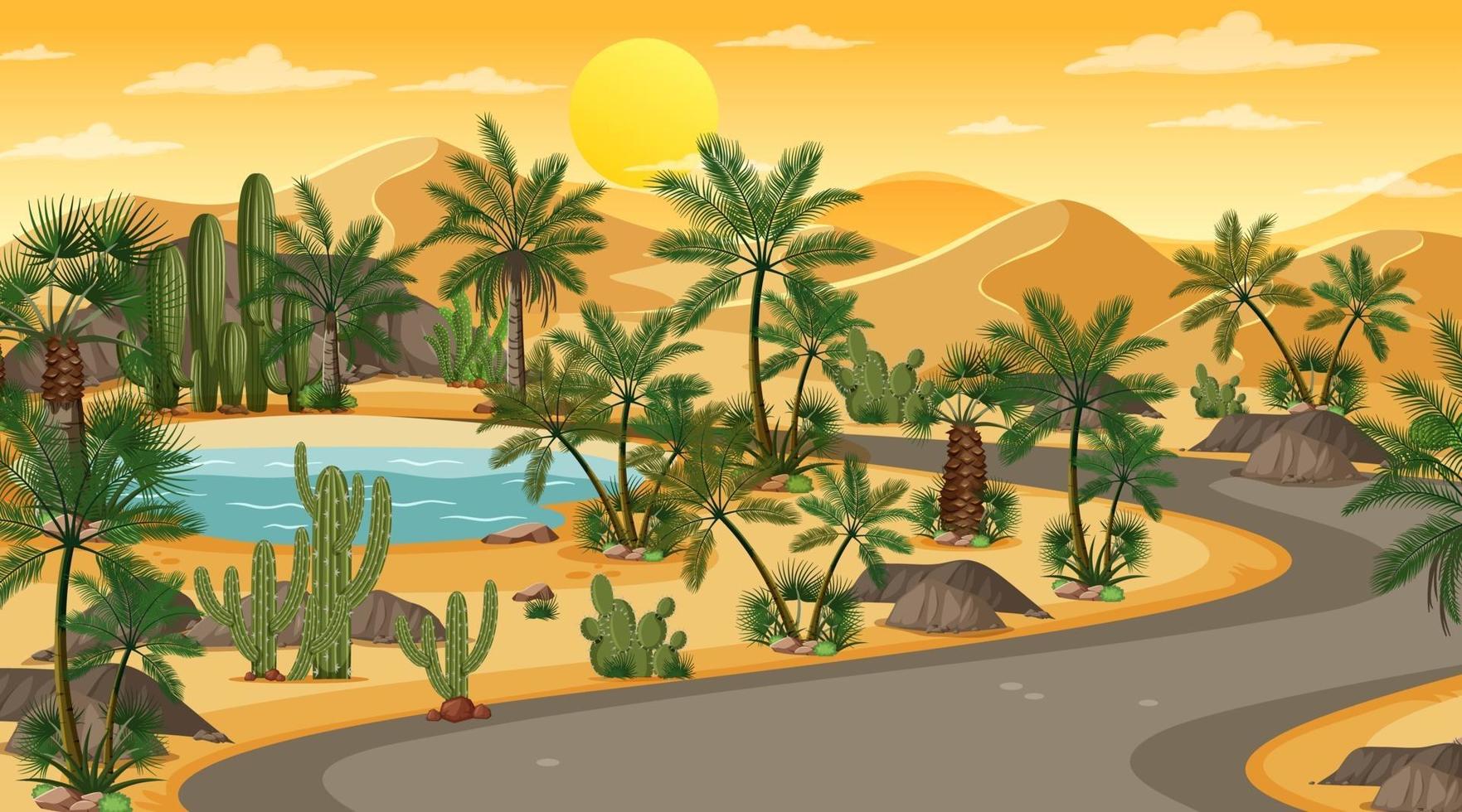Desert road background vector