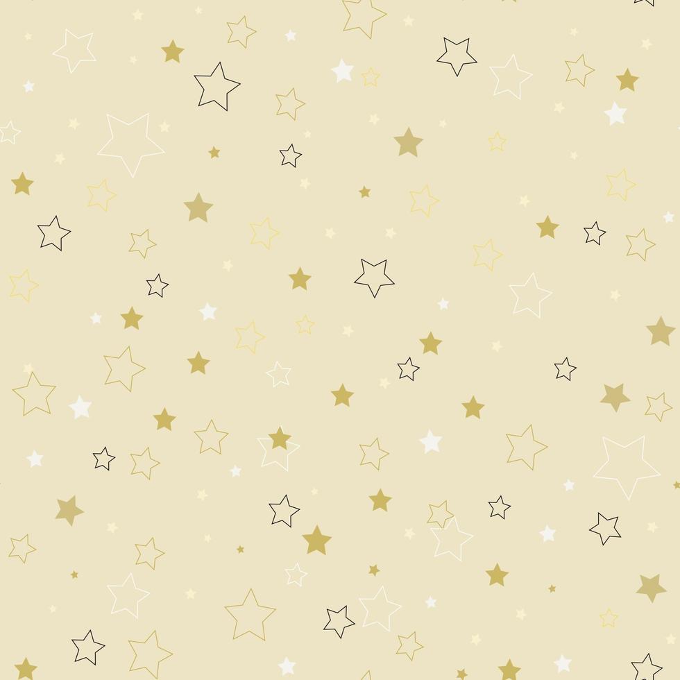 Star pattern on gold color vector christmas seamless background