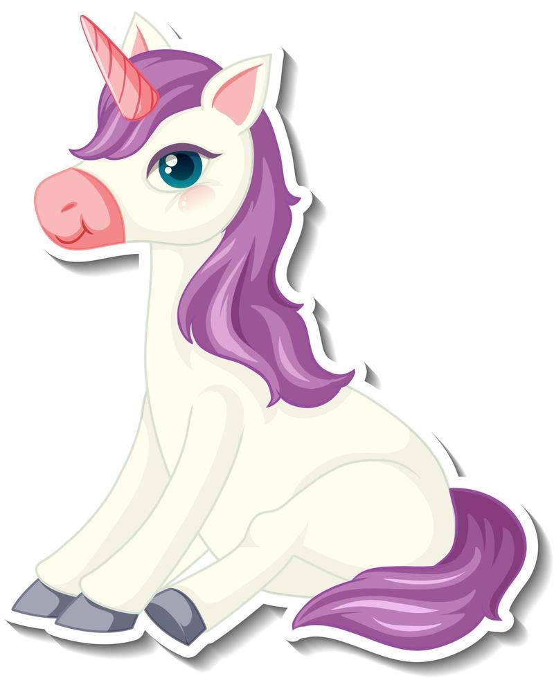 lindas pegatinas de unicornio con un personaje de dibujos animados de unicornio  morado 2978594 Vector en Vecteezy