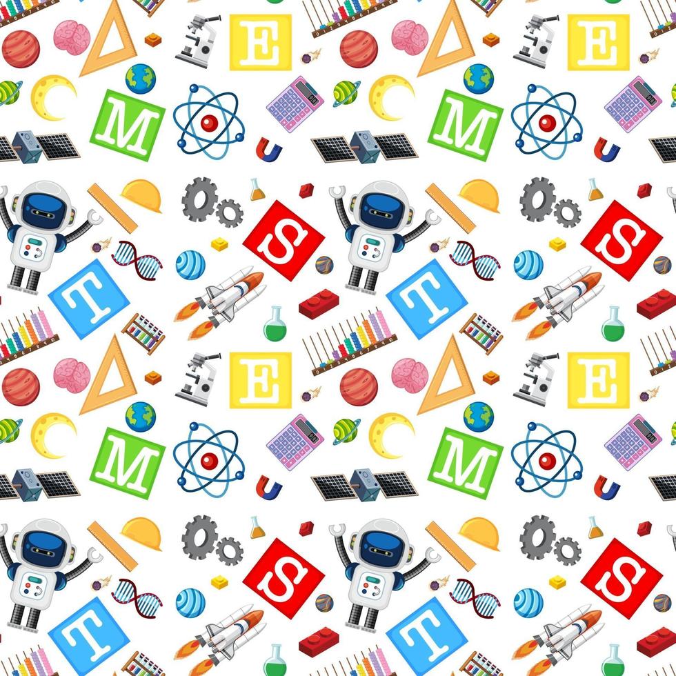 Colourful STEM education seamless background vector