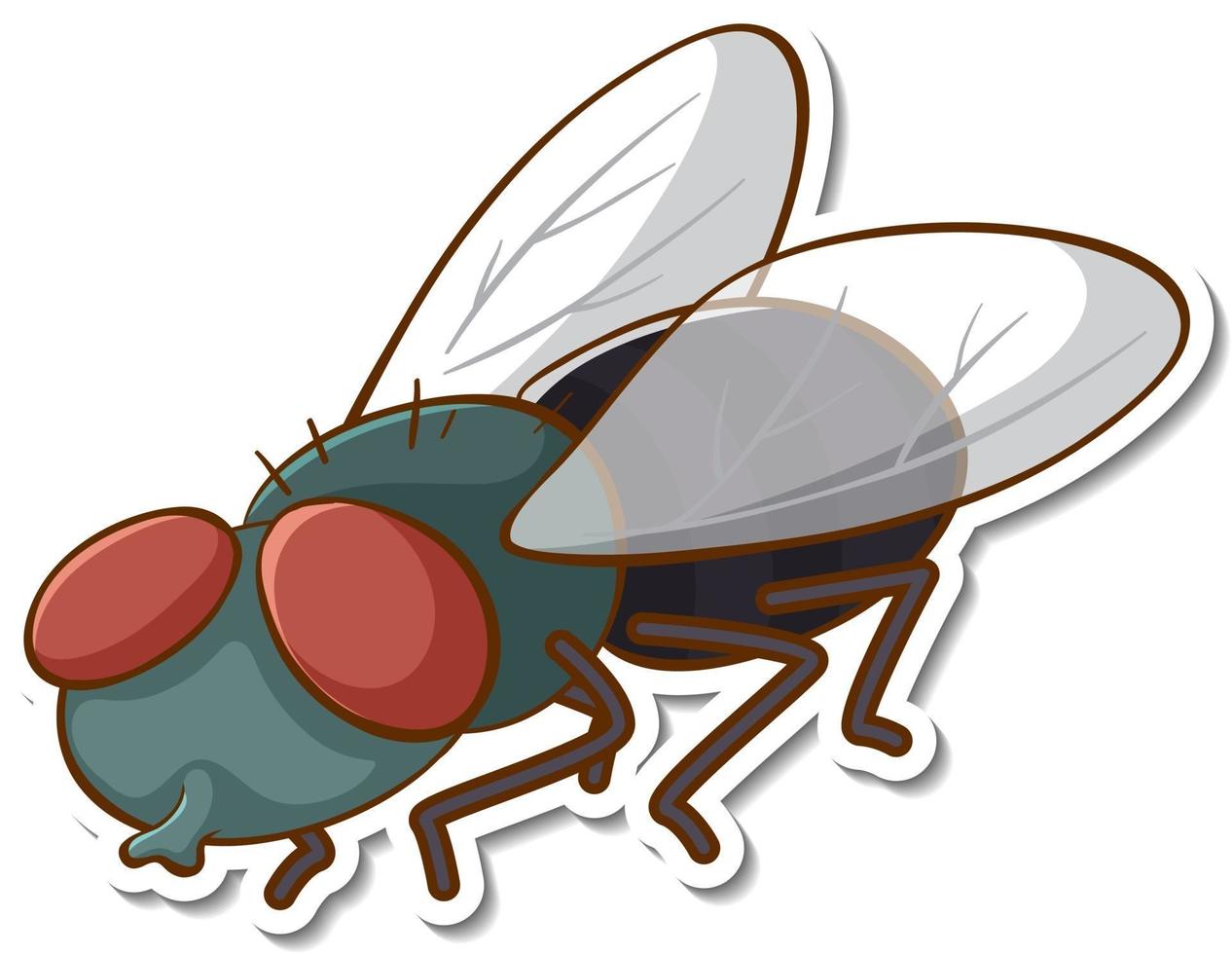 Diseño de etiqueta con insecto mosca aislado vector