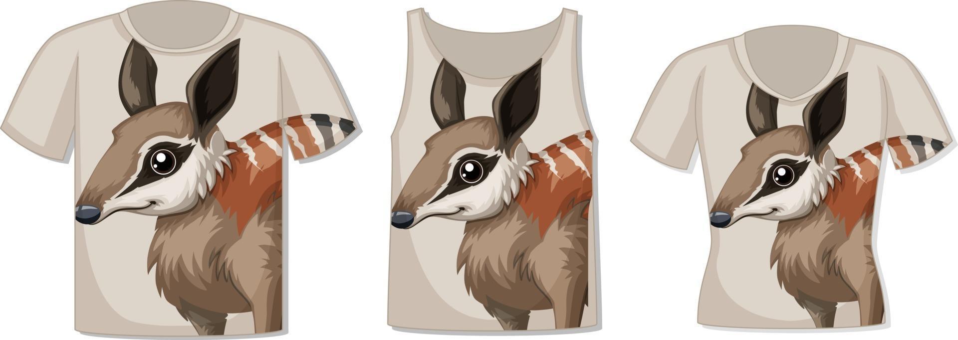 parte delantera de la camiseta con plantilla de cara de animal vector