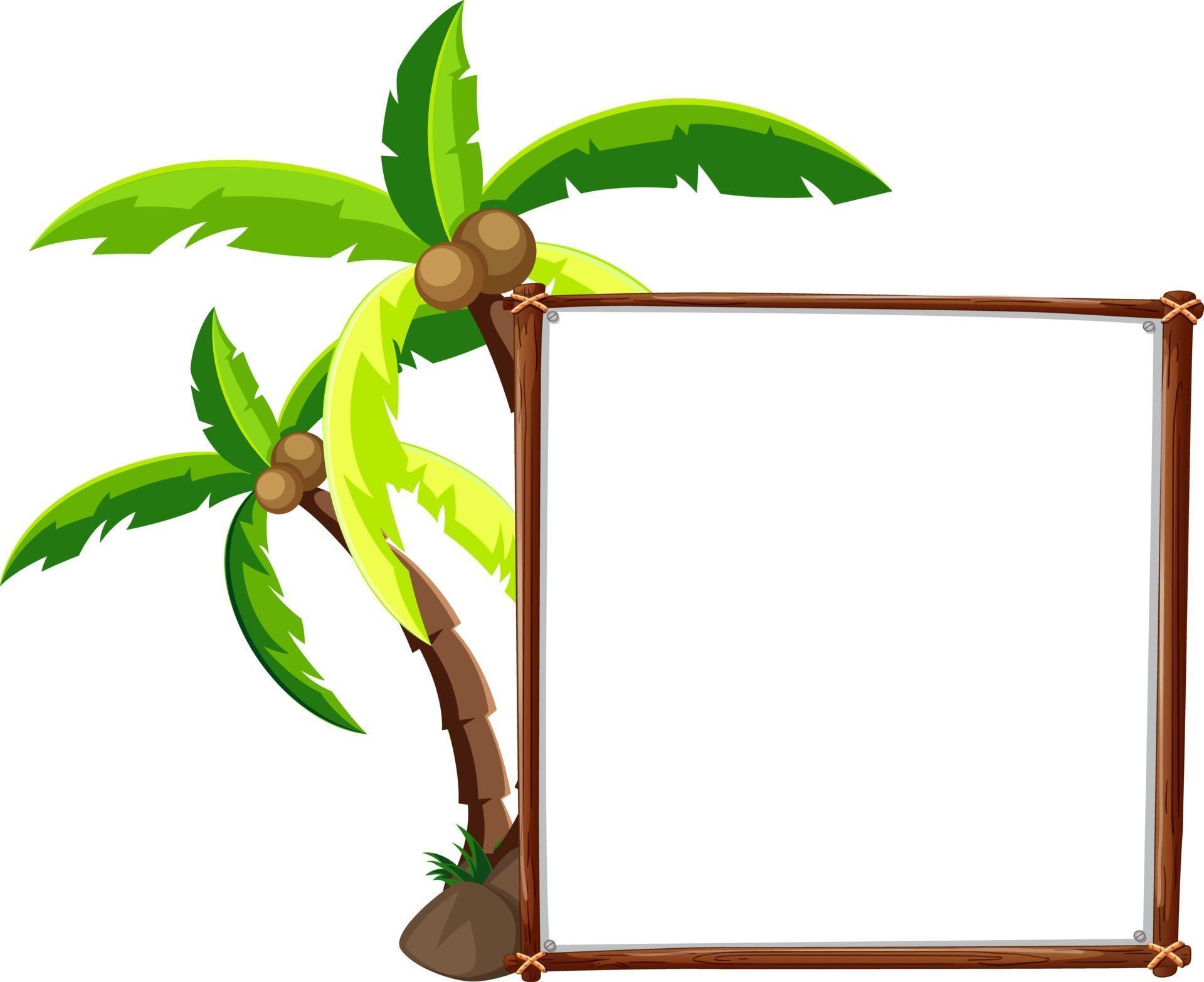 Blank banner with two palm trees isolated on white background 2978748