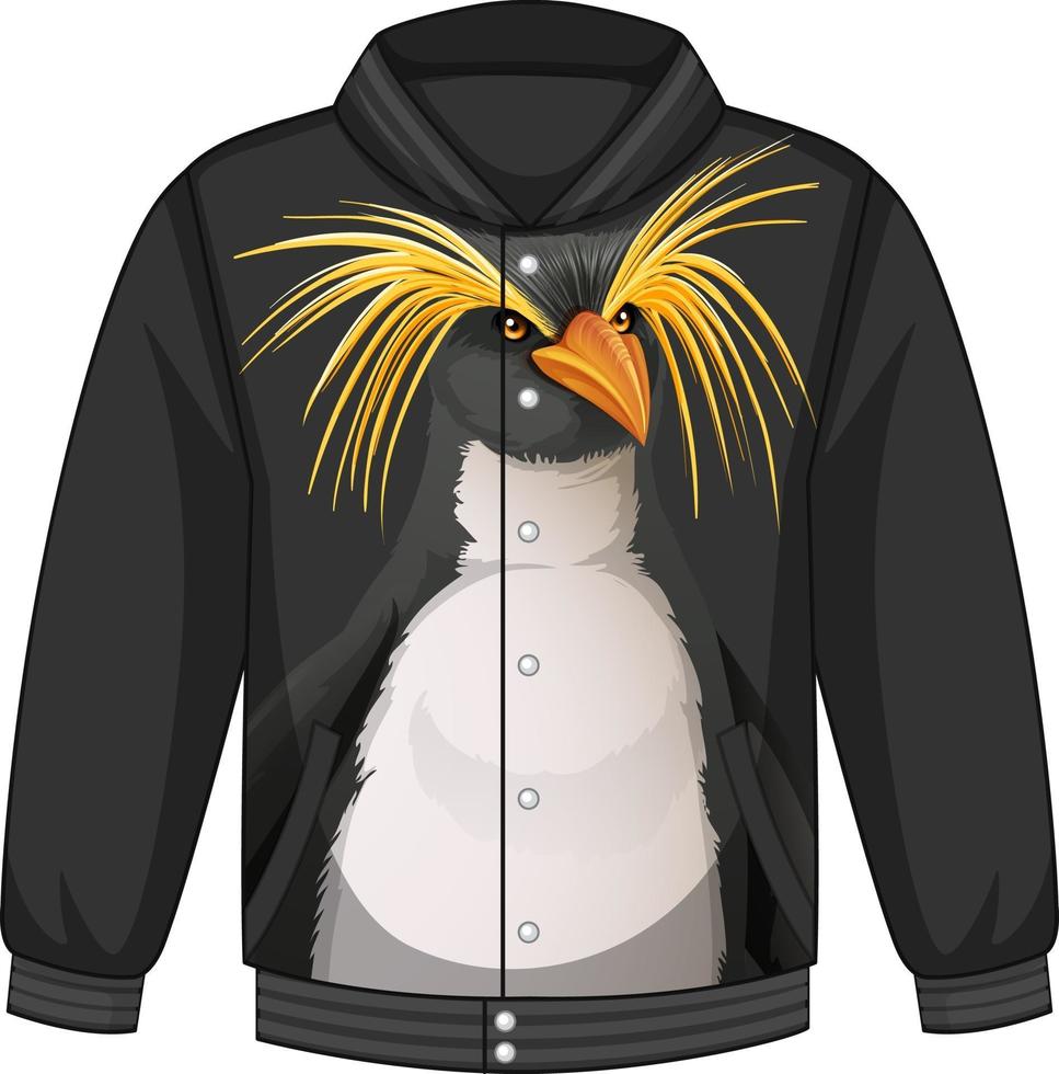 Front of bomber jacket with penguin pattern vector
