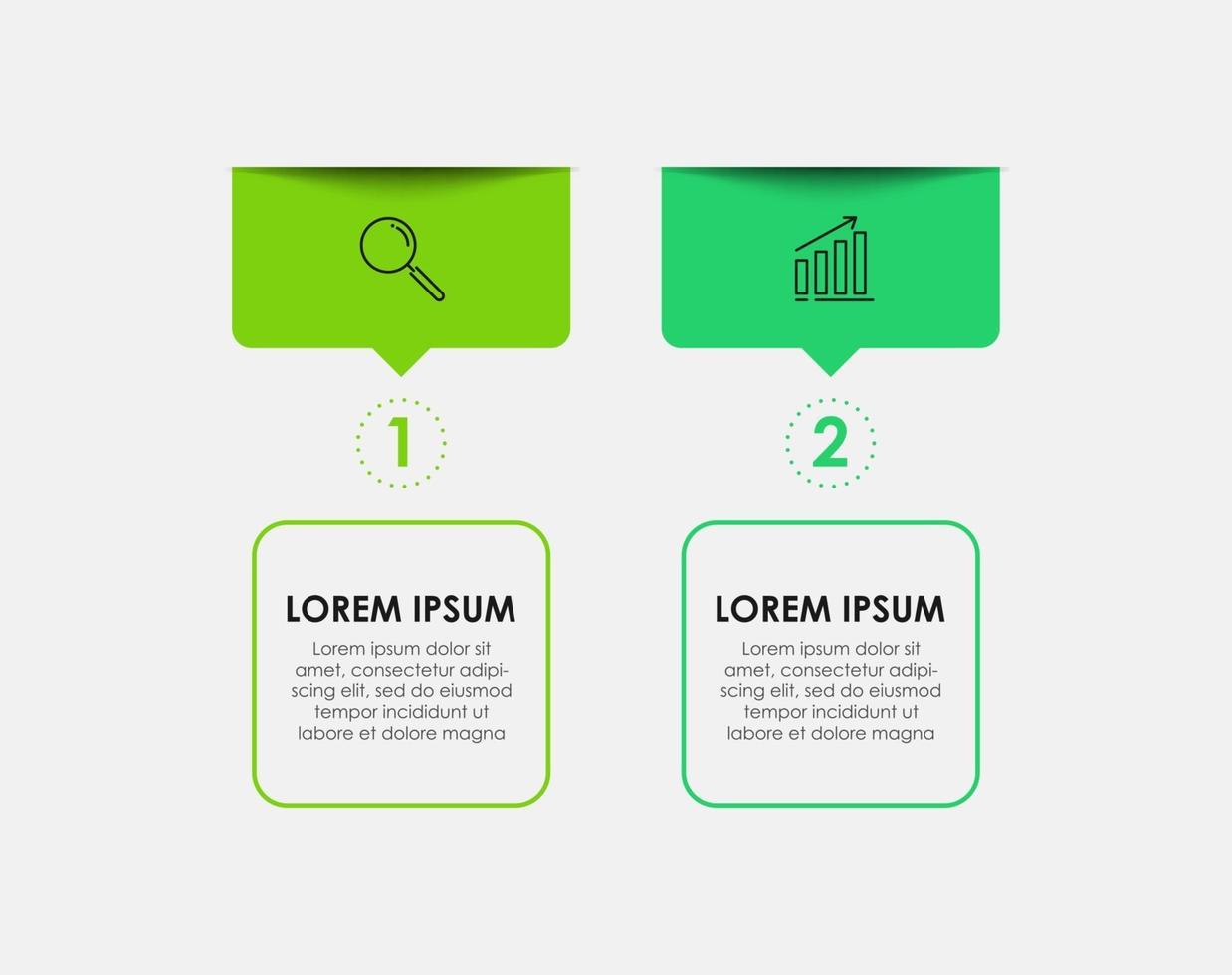 vector de plantilla de diseño infográfico con iconos y 2 opciones o pasos