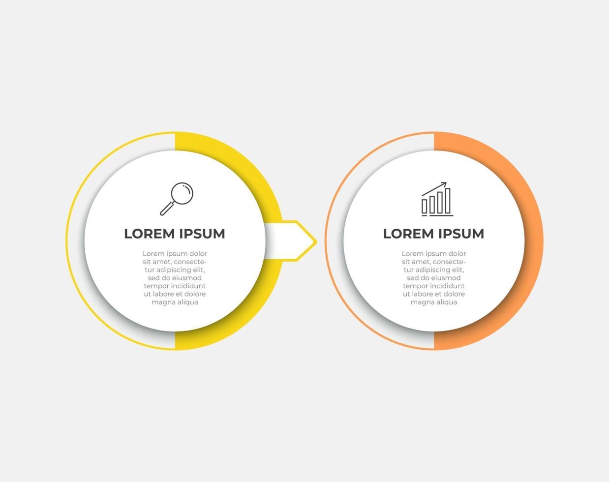 vector de plantilla de diseño infográfico con iconos y 2 opciones o pasos