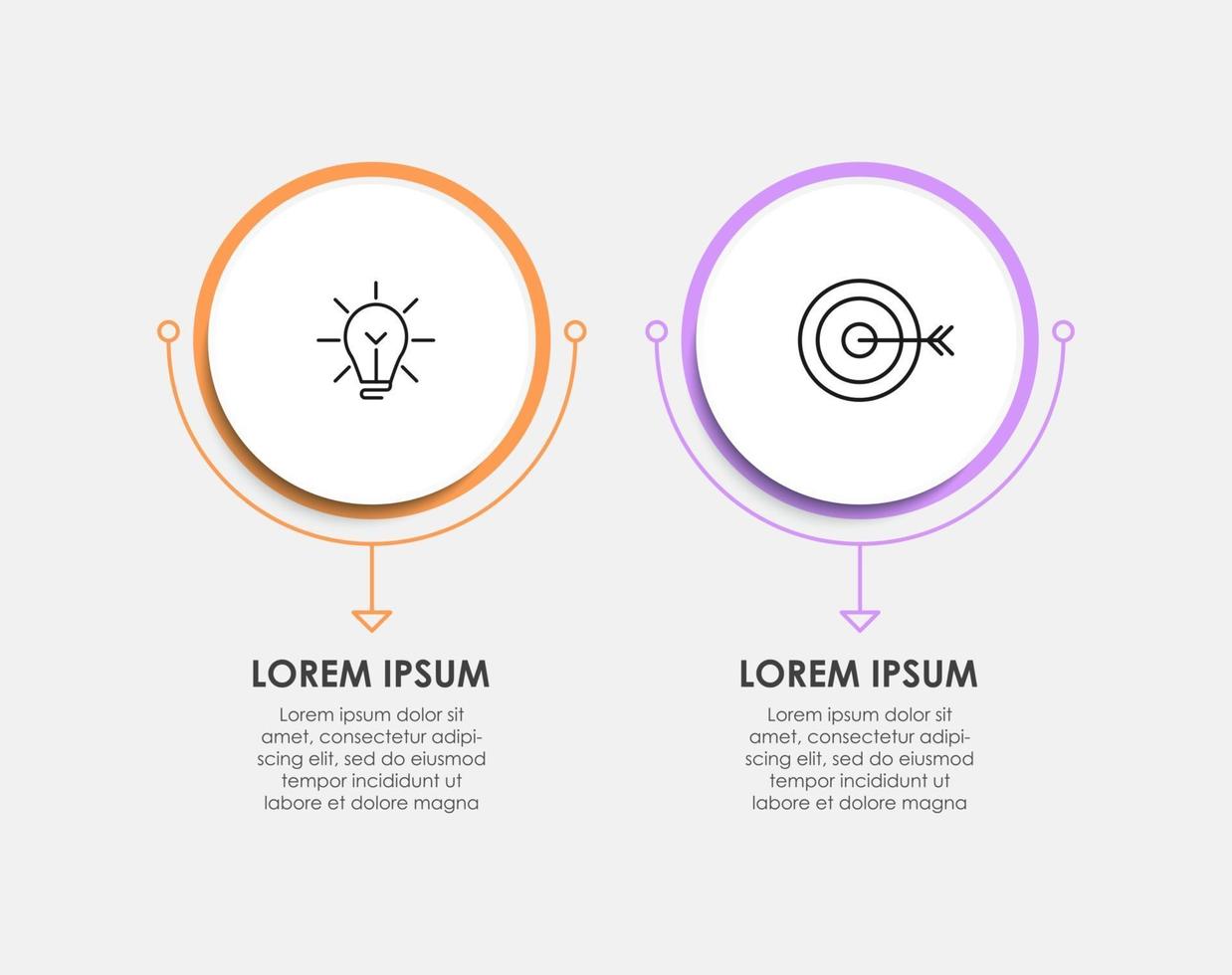 vector de plantilla de diseño infográfico con iconos y 2 opciones o pasos