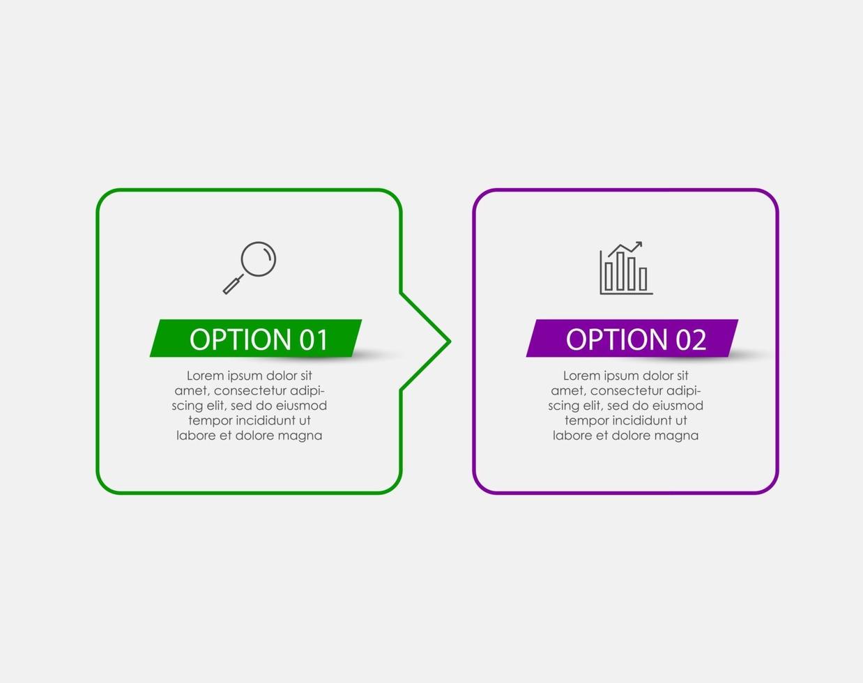 Infographic design template Vector with icons and 2 options or steps