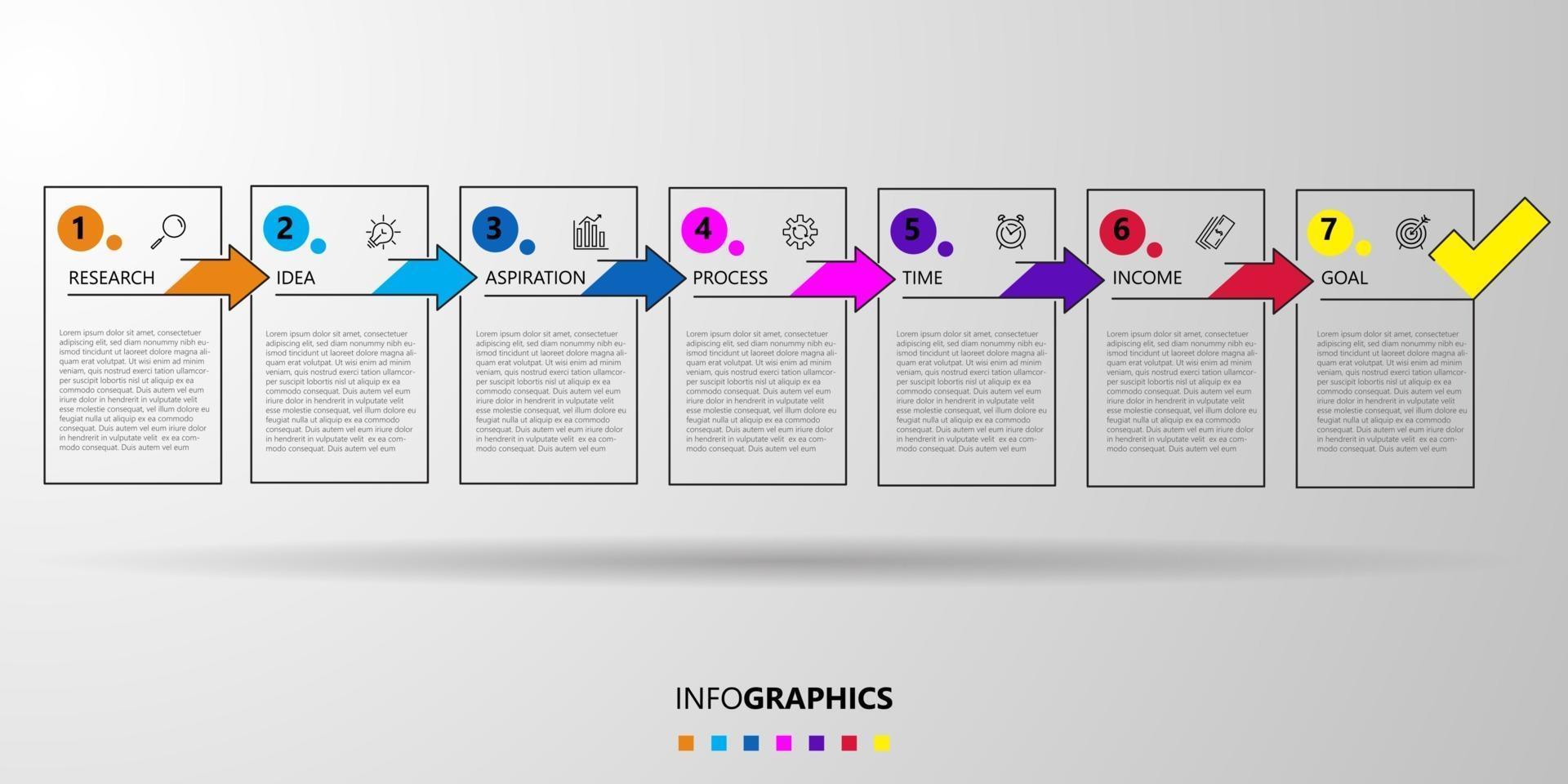 Infographic design template Vector with icons and 7 options or steps