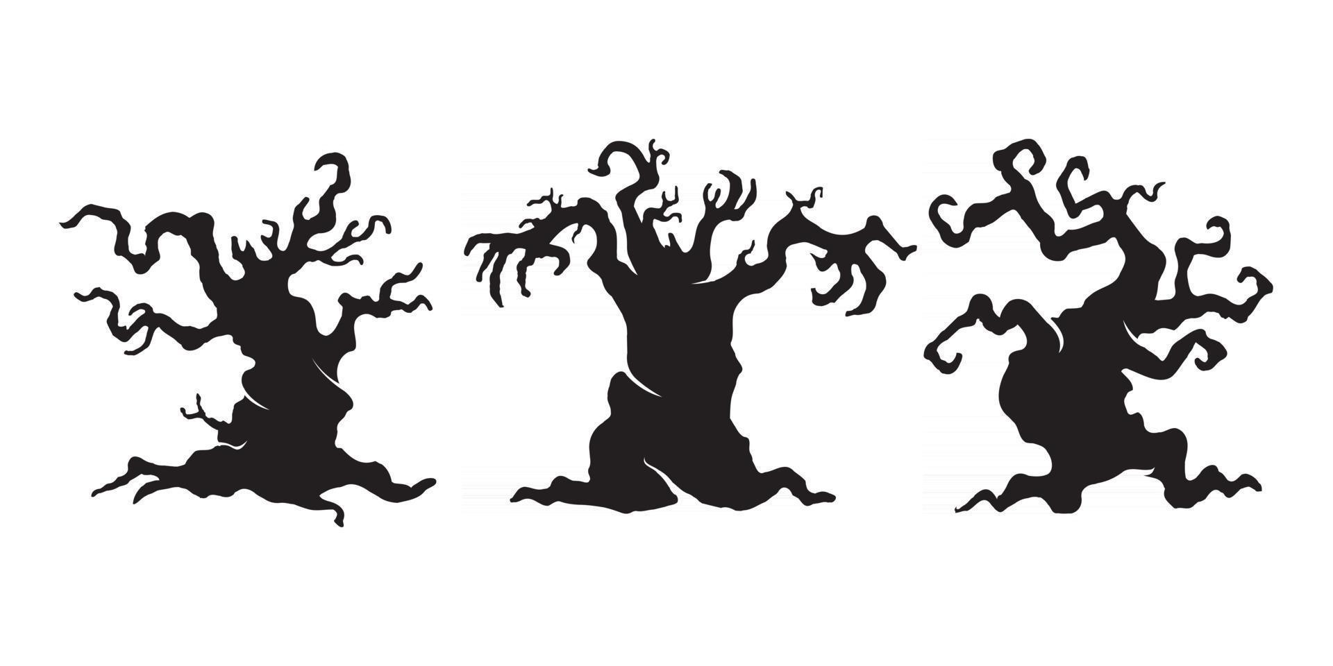 Scary haunted tree. Halloween Ghost Tree Silhouette Vector. vector