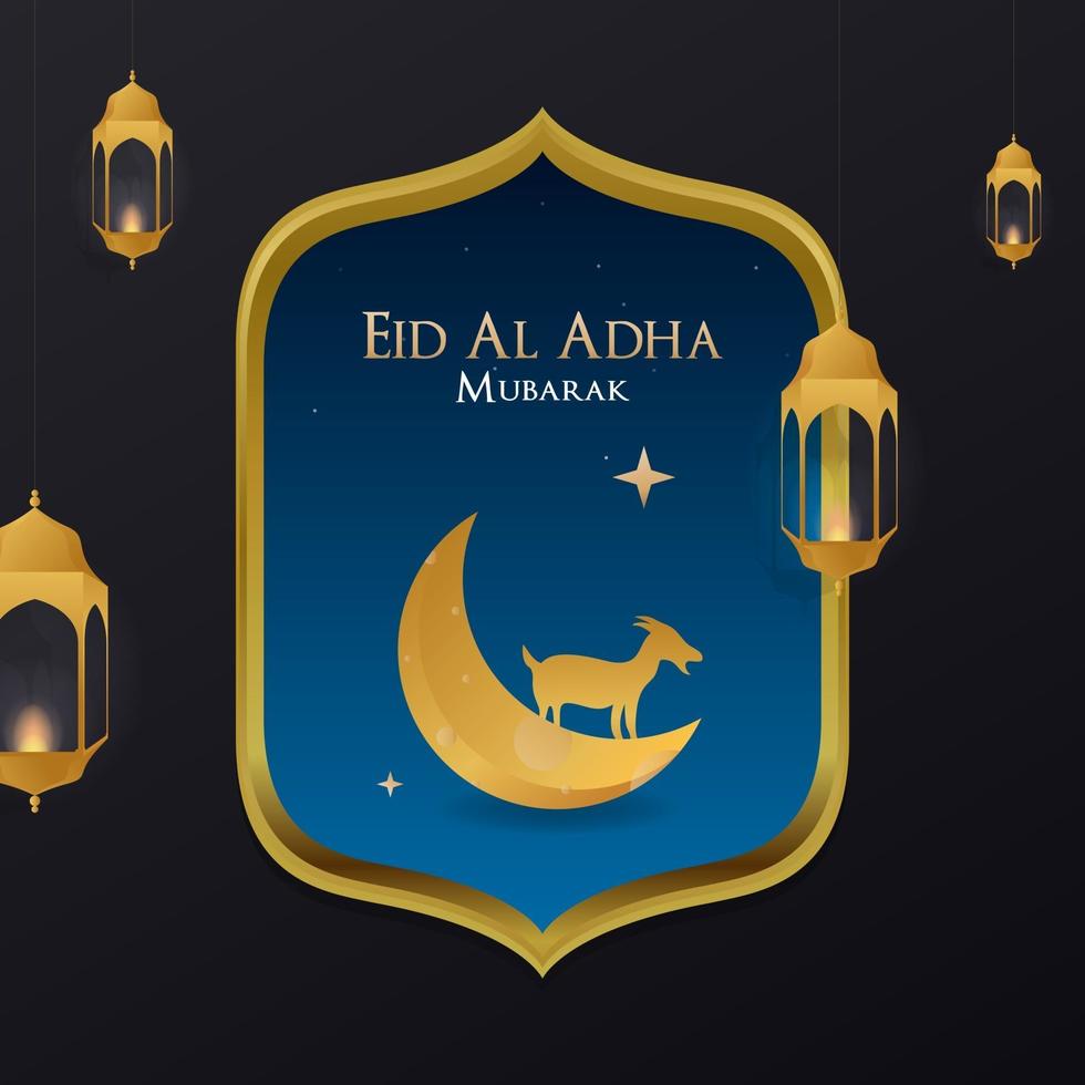 tarjeta de felicitación de eid al adha mubarak para publicación en redes sociales vector