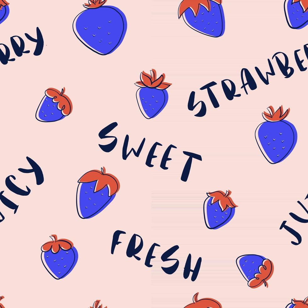 Strawberry with Letters Seamless Pattern vector