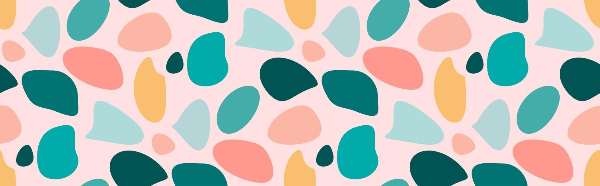 Stone colorful pebble vector seamless pattern in pastel colors