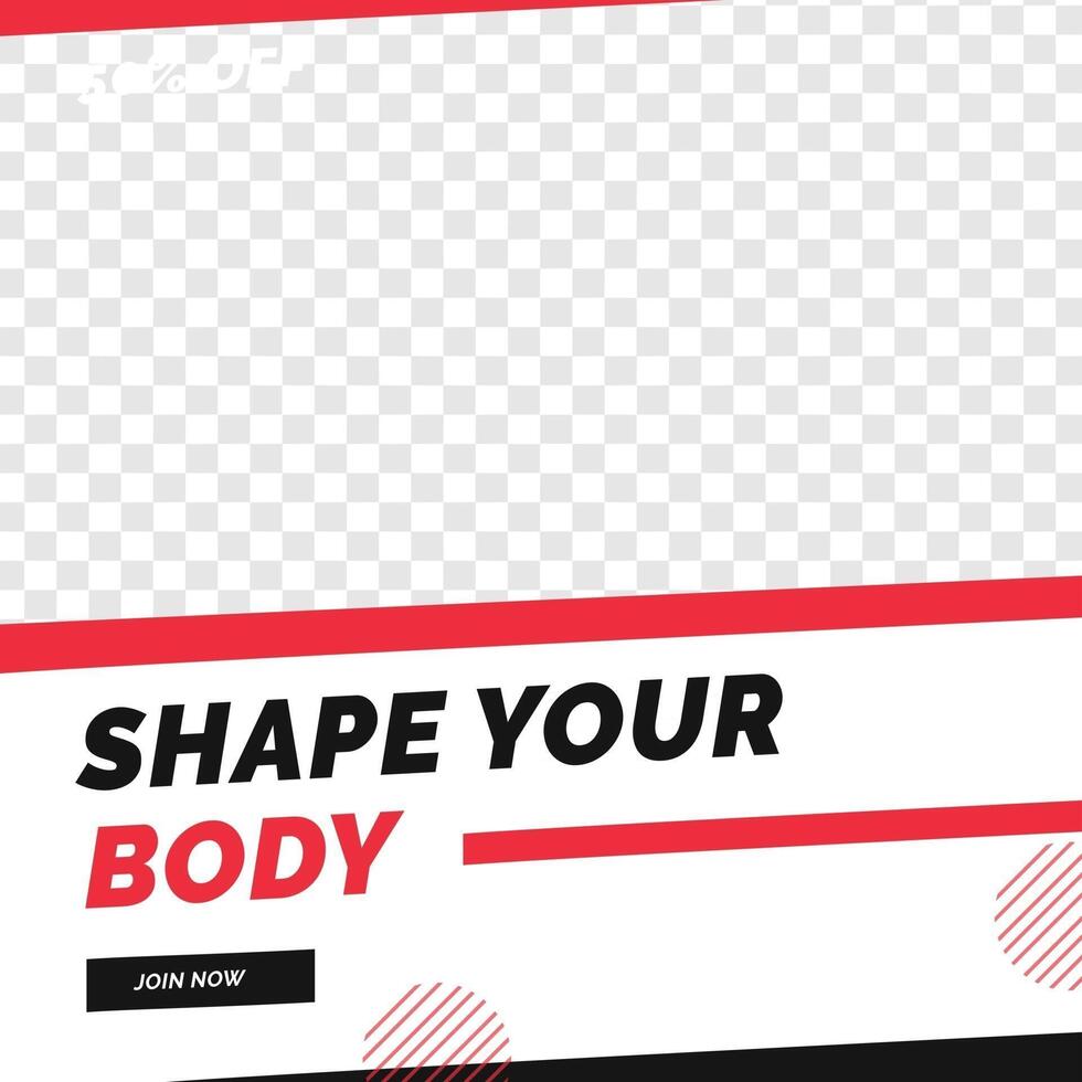 Fitness gym sale discount poster social media post template vector
