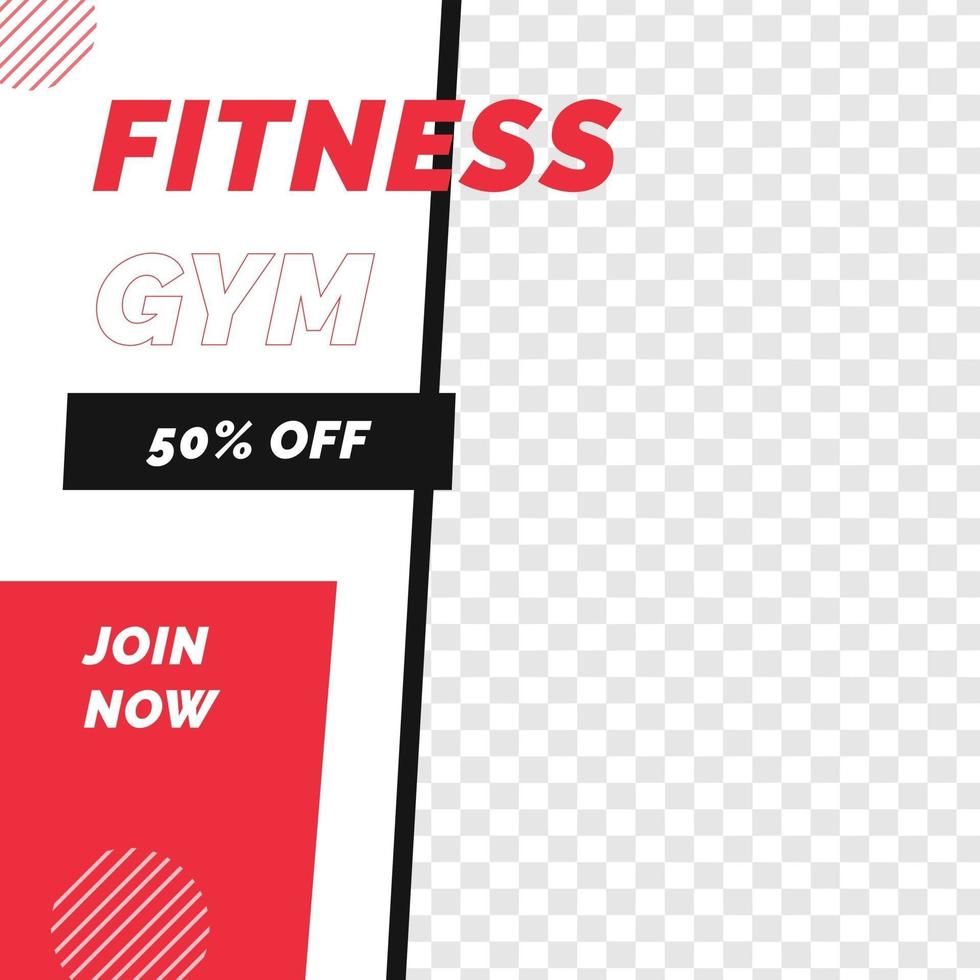 fitness gym sale descuento poster plantilla de publicación en redes sociales vector