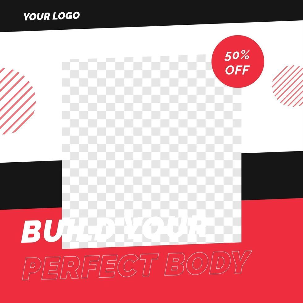 Fitness gym sale discount poster social media post template vector