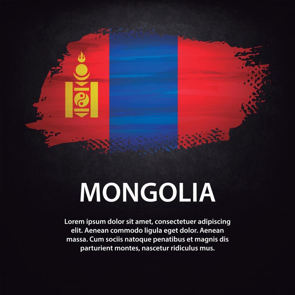 Mongolia flag brush vector