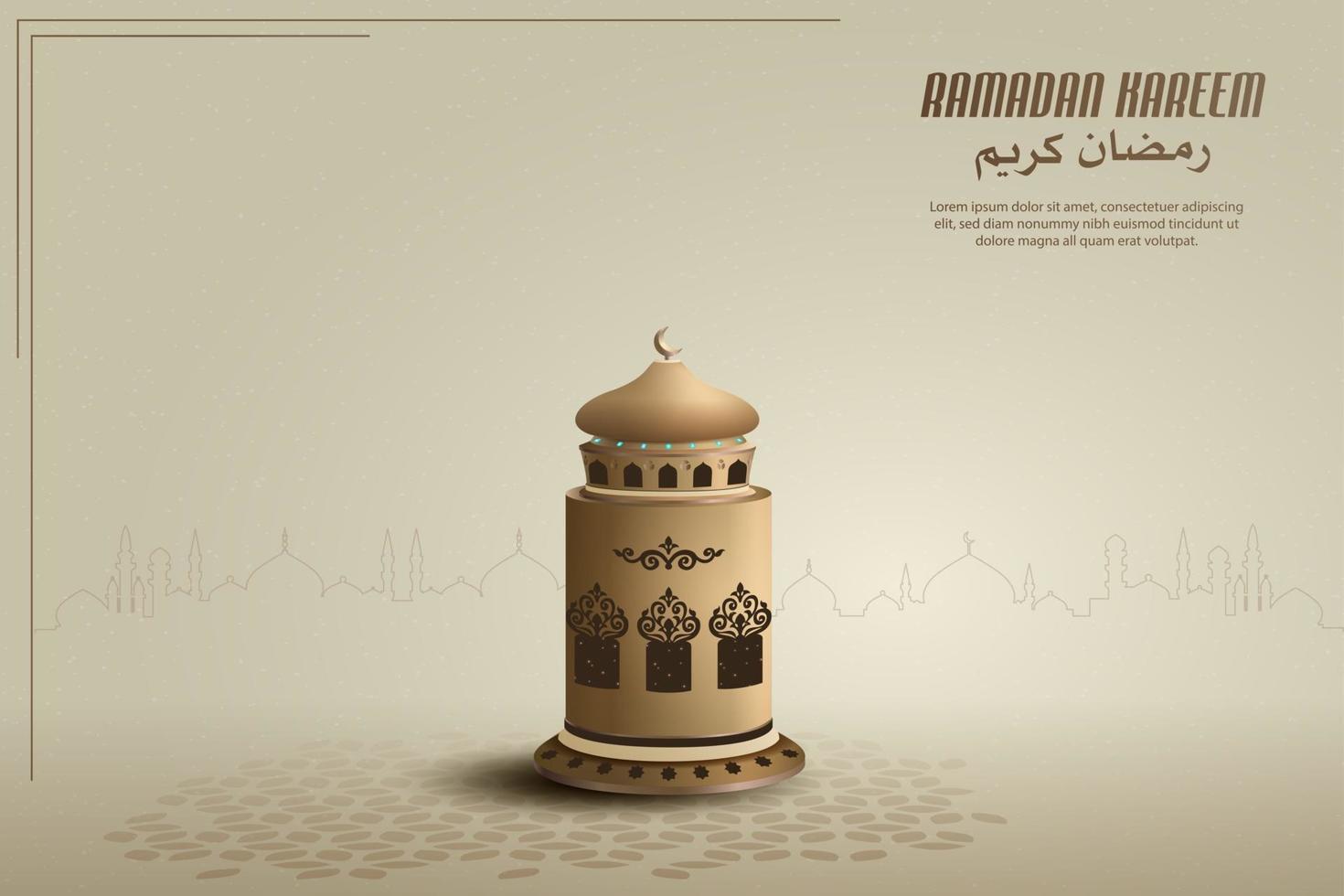 islamic greetings ramadan kareem card design background vector