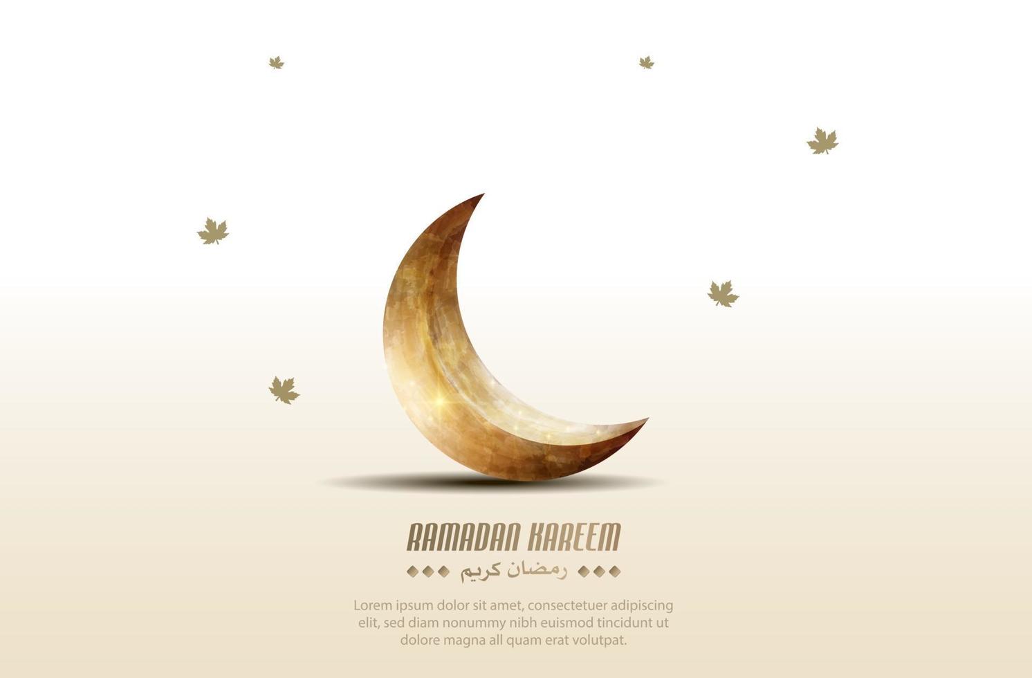 Saludos islámicos Fondo de diseño de tarjeta de Ramadán Kareem con media luna vector