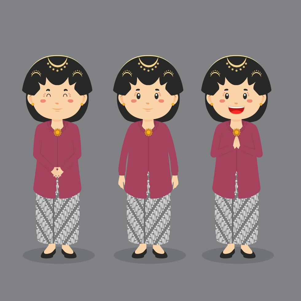 Yogyakarta Indonesia Character with Various Expression vector