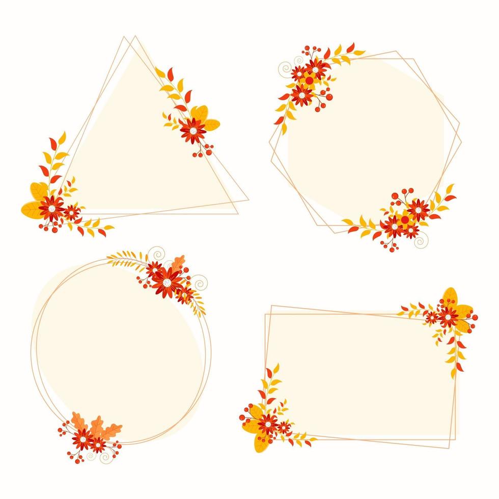 etiquetas florales de otoño vector