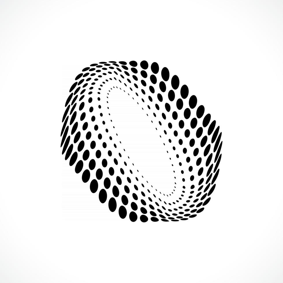 Abstract vector circle frame halftone dots logo emblem design.