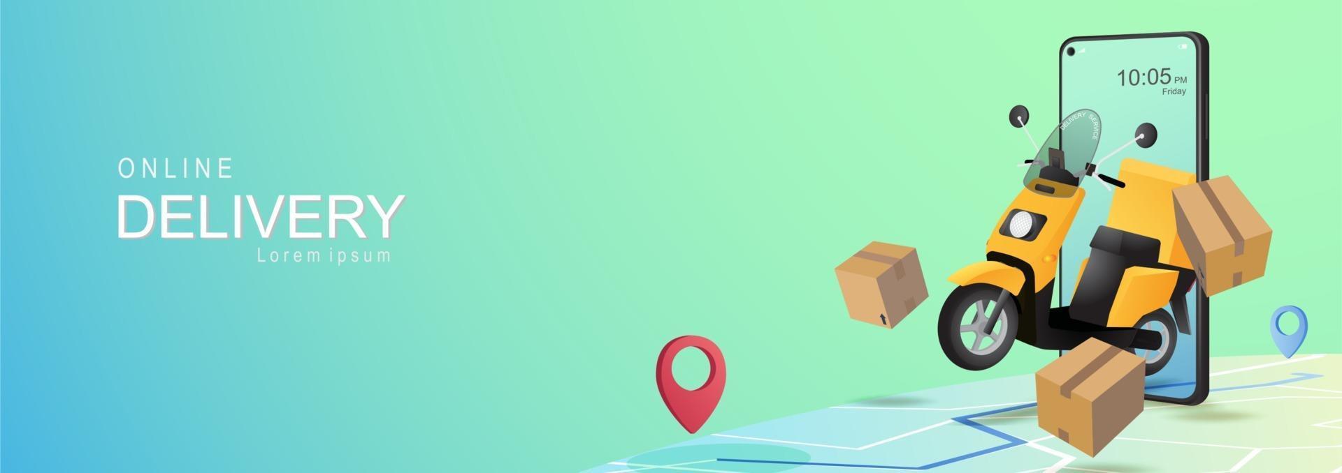 Mobile online pickup and delivery concept. vector