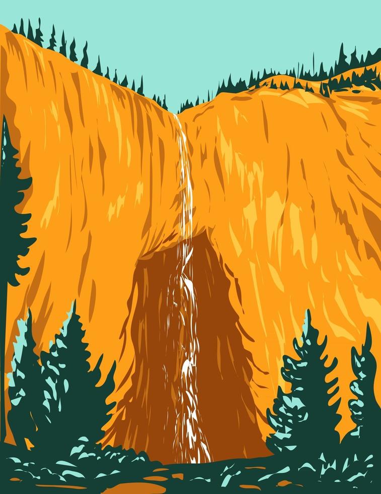 Fairy Falls Within Yellowstone National Park Wyoming WPA Poster Art vector